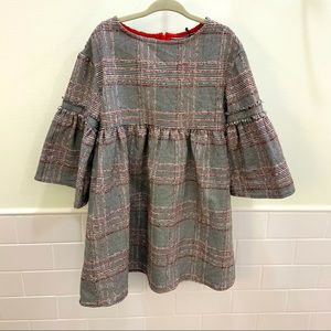 NWT Zara Girls plaid Holiday Dress - black white and red - size 6